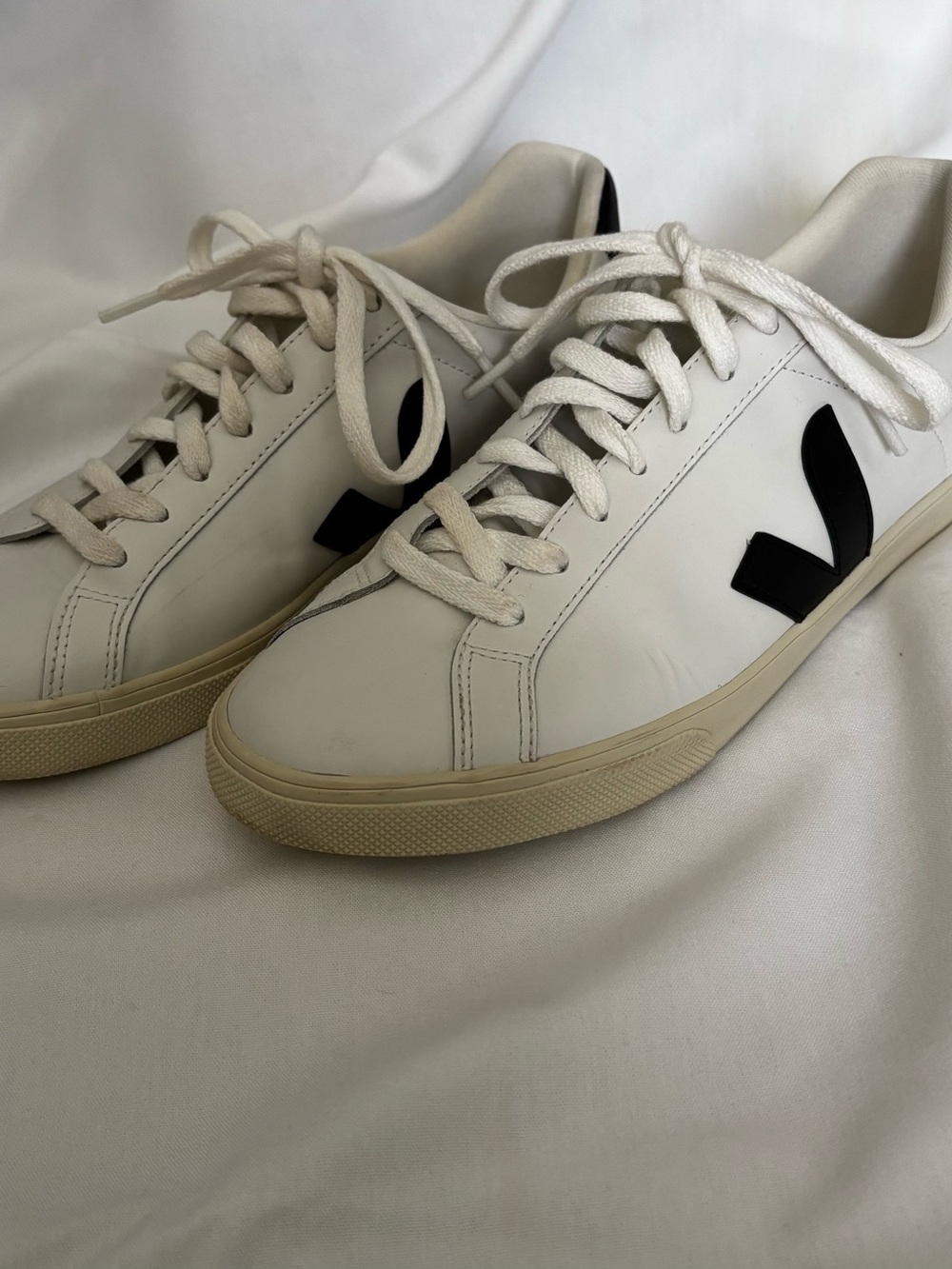 Veja V-10 Sneakers - White with Black V